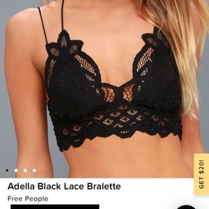 Free People Adella Black Lace Bralette Medium